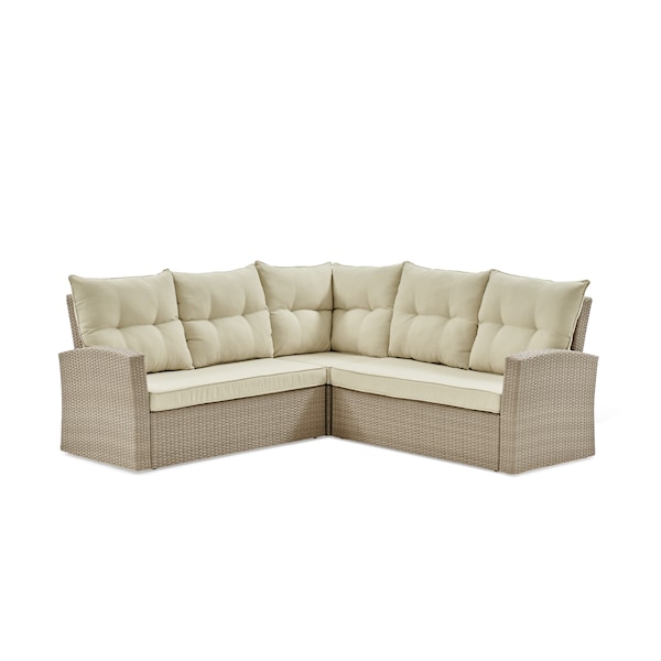 Canaan All-Weather Wicker Outdoor Double Loveseat Sectional Sofa